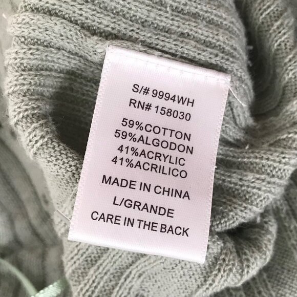 Love Tree Sage Green Cottagecore Coastal Knit Cropped Cardigan Sweater / Large - Picture 7 of 7